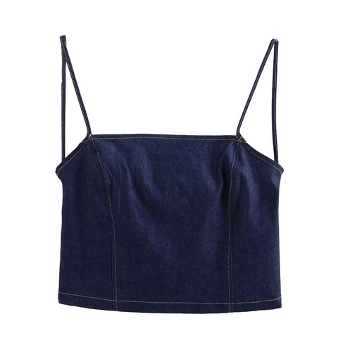 Flora Denim Backless Top