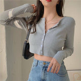 Amie Knit Crop Long Sleeve Top